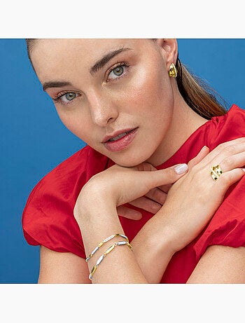 Bague Luxenter en argent sterling 925 et zircone brillante finition or 18k - Makho