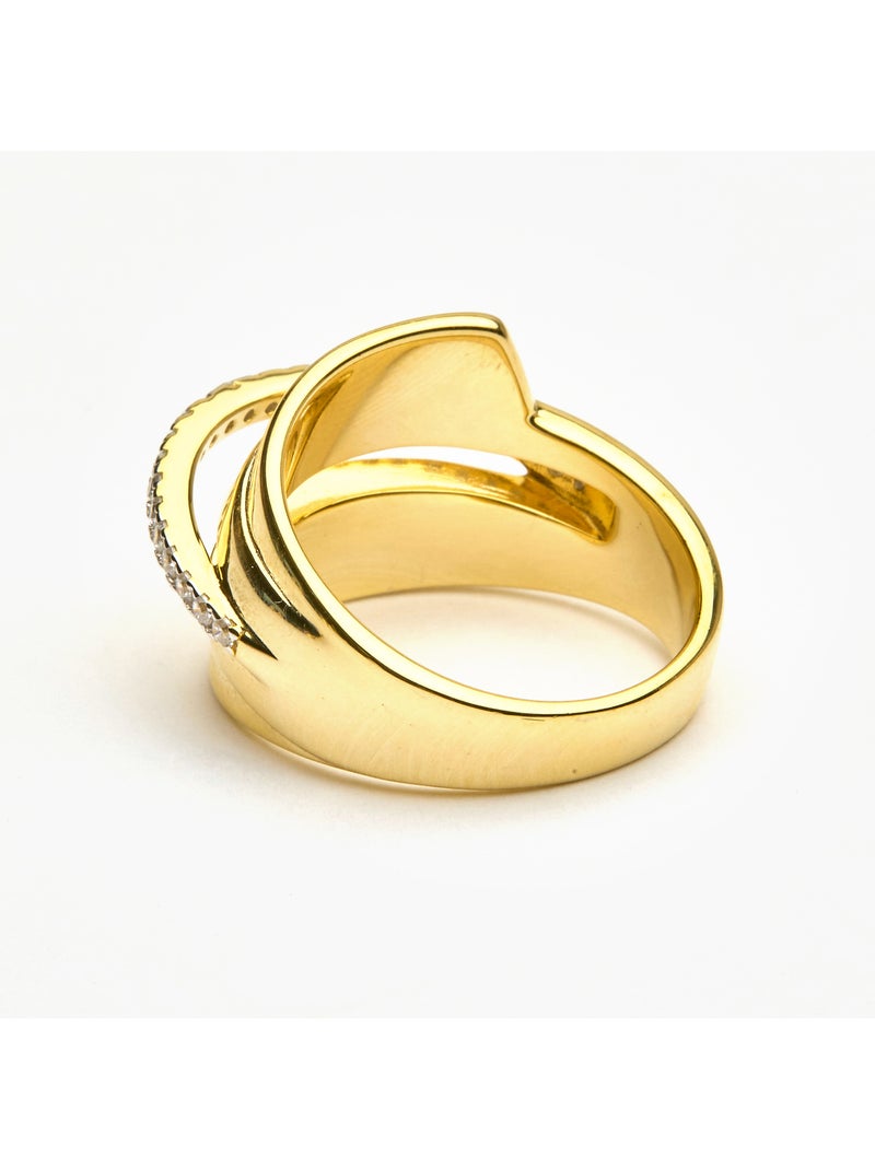 Bague Luxenter en argent sterling 925 et zircone brillante finition or 18k - Makho Blanc - Kiabi