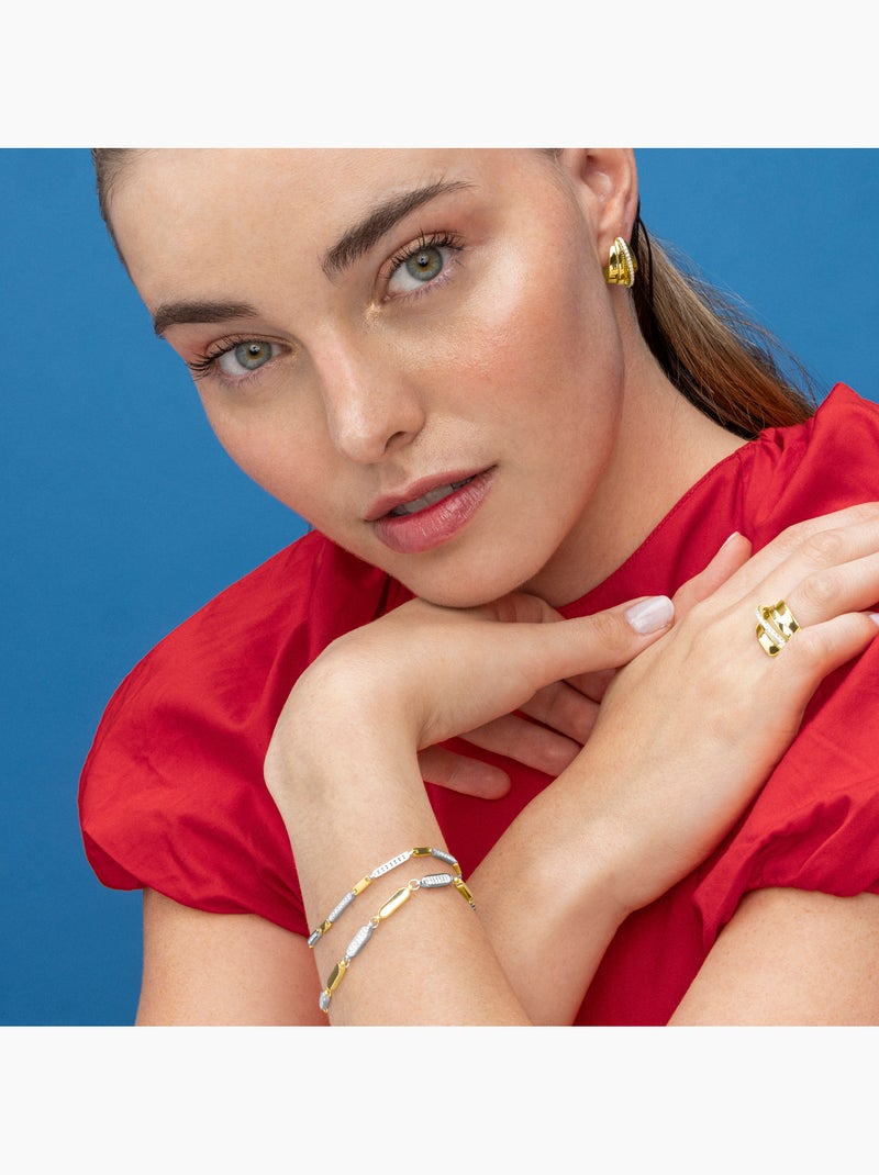 Bague Luxenter en argent sterling 925 et zircone brillante finition or 18k - Makho Blanc - Kiabi