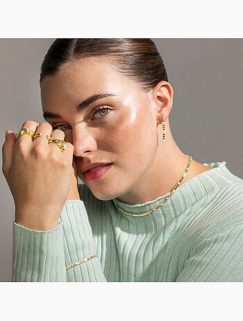 Bague Luxenter en argent sterling 925 et zircone brillante finition or 18k - Nathon