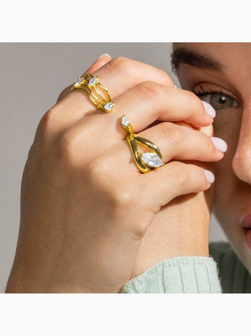 Bague Luxenter en argent sterling 925 et zircone brillante finition or 18k - Nathon - Kiabi