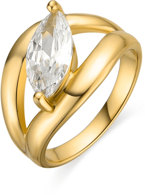 Bague Luxenter en argent sterling 925 et zircone brillante finition or 18k - Nathon - Kiabi