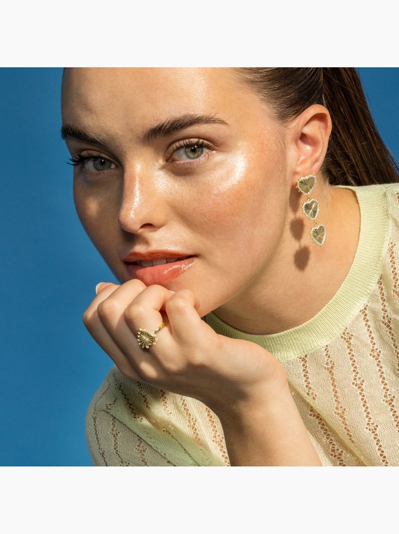 Bague Luxenter en argent sterling 925 et zircone brillante finition or 18k - Nimed Taille réglable Argent - Kiabi