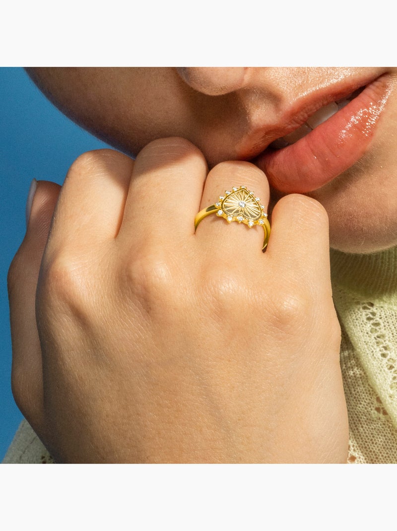Bague Luxenter en argent sterling 925 et zircone brillante finition or 18k - Nimed Taille réglable Argent - Kiabi
