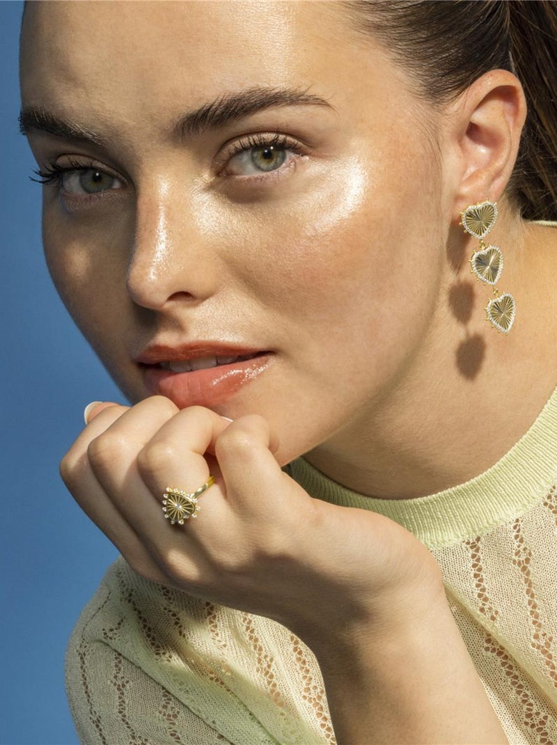 Bague Luxenter en argent sterling 925 et zircone brillante finition or 18k - Nimed Taille réglable Blanc - Kiabi