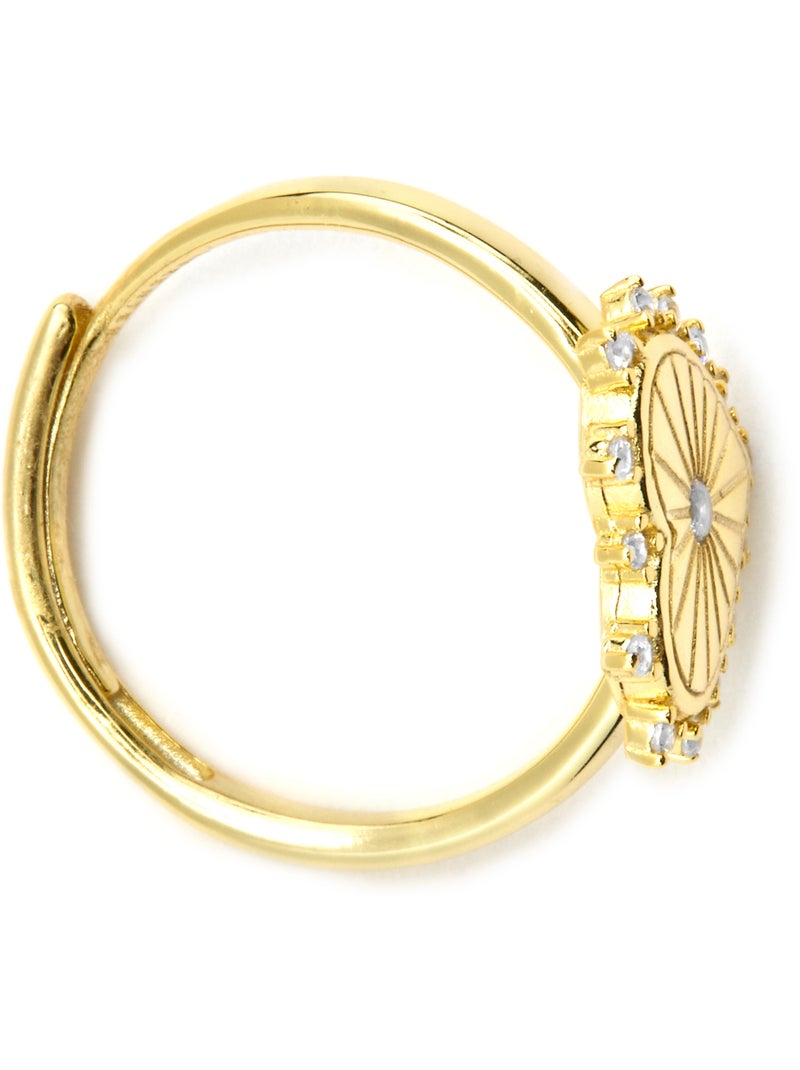 Bague Luxenter en argent sterling 925 et zircone brillante finition or 18k - Nimed Taille réglable Blanc - Kiabi