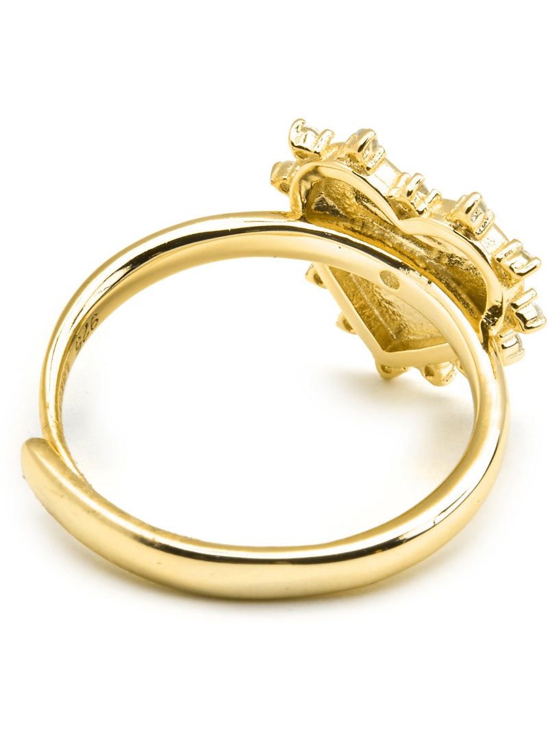 Bague Luxenter en argent sterling 925 et zircone brillante finition or 18k - Nimed Taille réglable Blanc - Kiabi