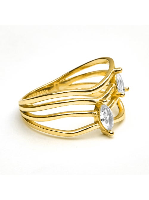 Bague Luxenter en argent sterling 925 et zircone brillante finition or 18k - Tanduf - Kiabi