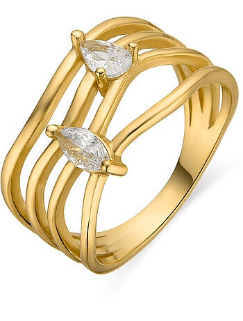 Bague Luxenter en argent sterling 925 et zircone brillante finition or 18k - Tanduf