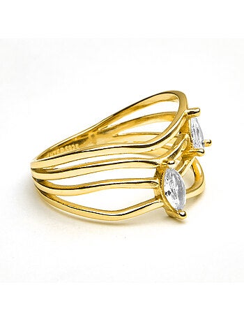 Bague Luxenter en argent sterling 925 et zircone brillante finition or 18k - Tanduf