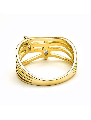 Bague Luxenter en argent sterling 925 et zircone brillante finition or 18k - Tanduf