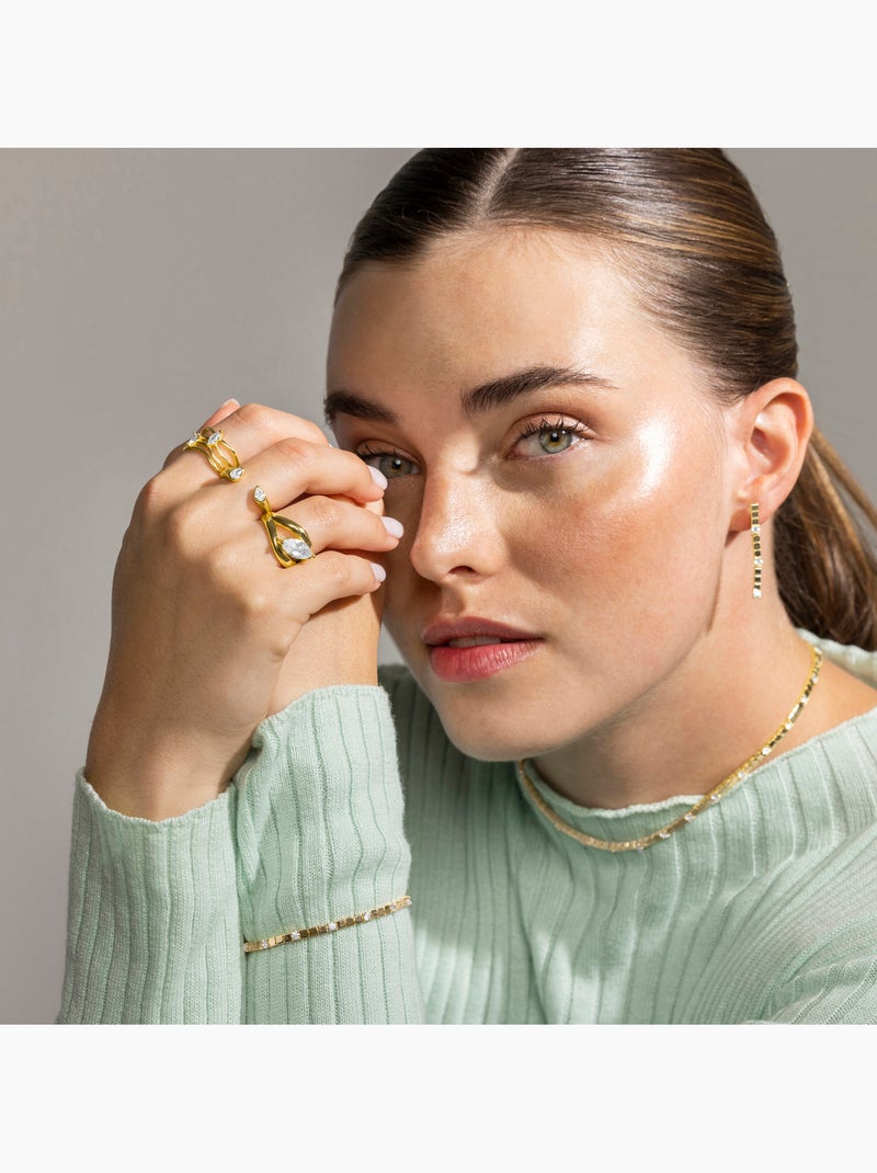 Bague Luxenter en argent sterling 925 et zircone brillante finition or 18k - Tanduf Blanc - Kiabi