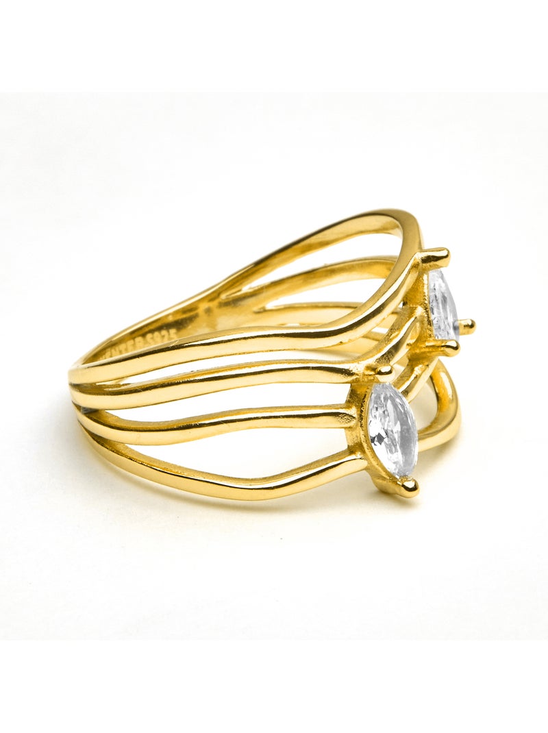 Bague Luxenter en argent sterling 925 et zircone brillante finition or 18k - Tanduf Blanc - Kiabi