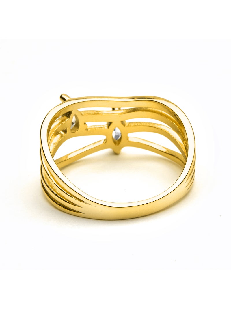 Bague Luxenter en argent sterling 925 et zircone brillante finition or 18k - Tanduf Blanc - Kiabi