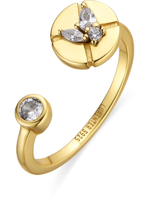 Bague Luxenter en argent sterling 925 et zircone brillante finition or 18k - Ufore Taille réglable - Kiabi