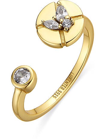 Bague Luxenter en argent sterling 925 et zircone brillante finition or 18k - Ufore Taille réglable