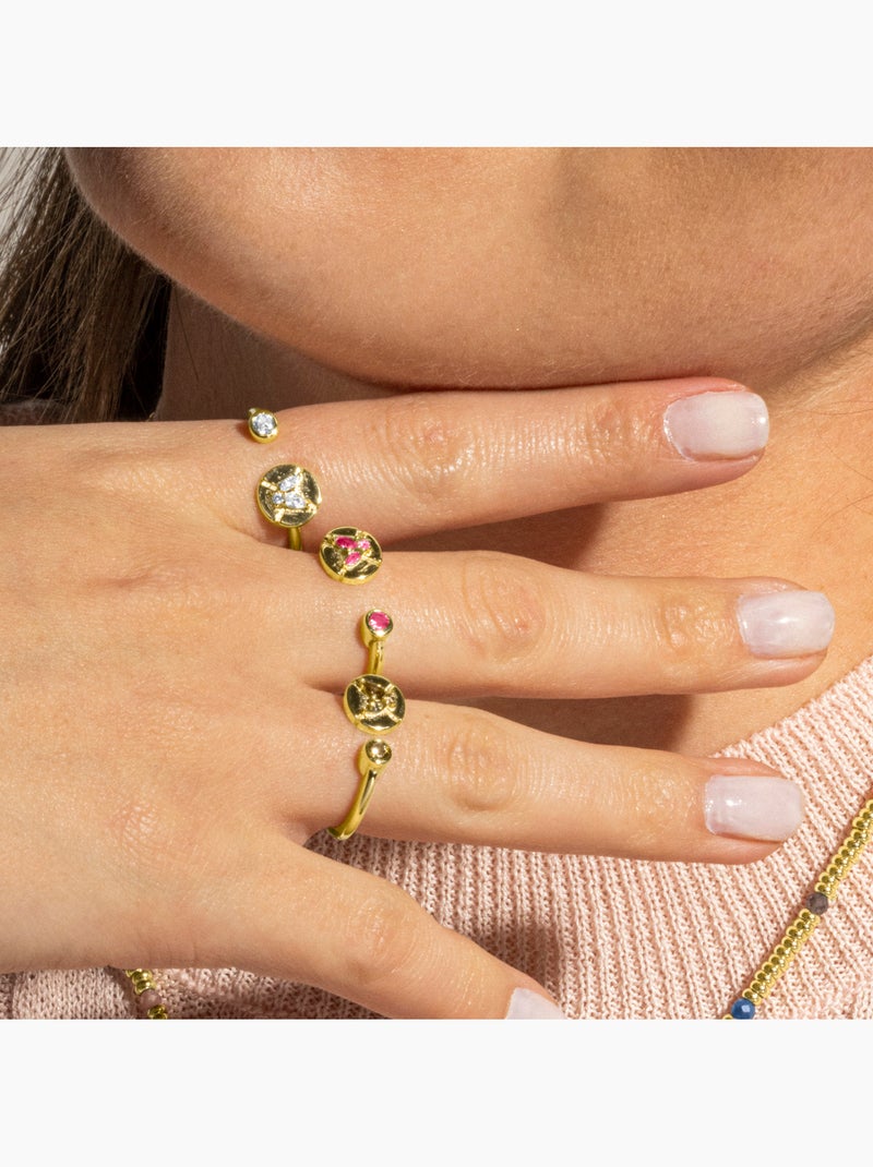 Bague Luxenter en argent sterling 925 et zircone brillante finition or 18k - Ufore Taille réglable Blanc - Kiabi