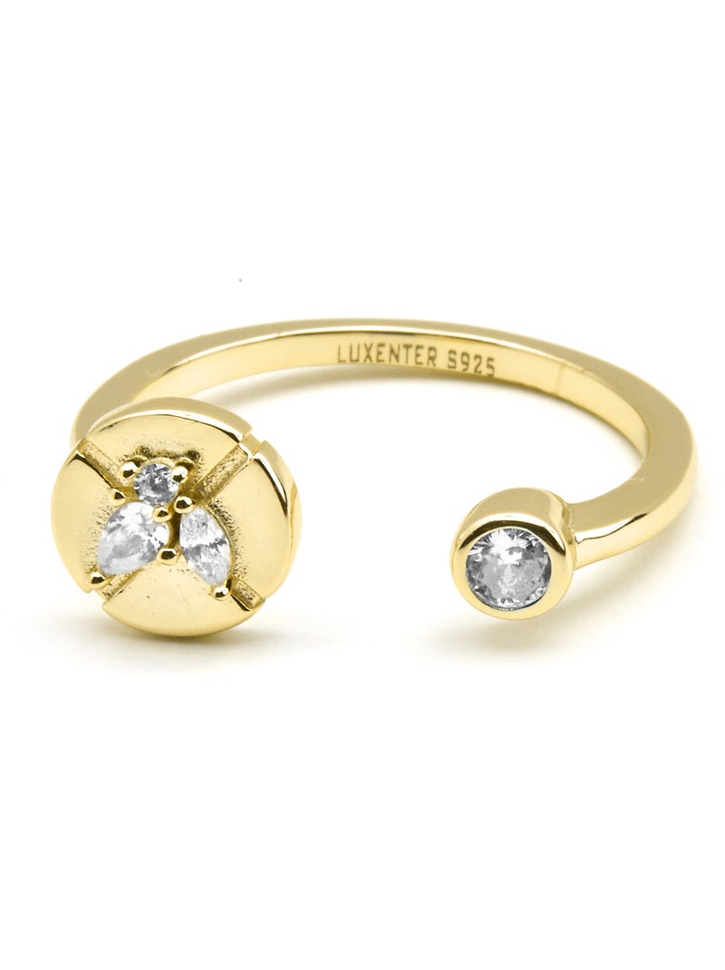 Bague Luxenter en argent sterling 925 et zircone brillante finition or 18k - Ufore Taille réglable Blanc - Kiabi