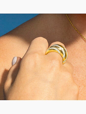 Bague Luxenter en argent sterling 925 et zircone brillante finition or 18k - Vikai