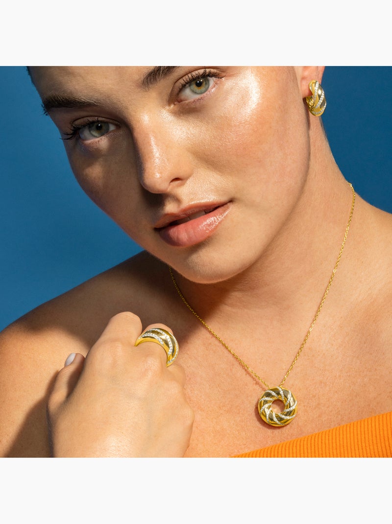 Bague Luxenter en argent sterling 925 et zircone brillante finition or 18k - Vikai Blanc - Kiabi