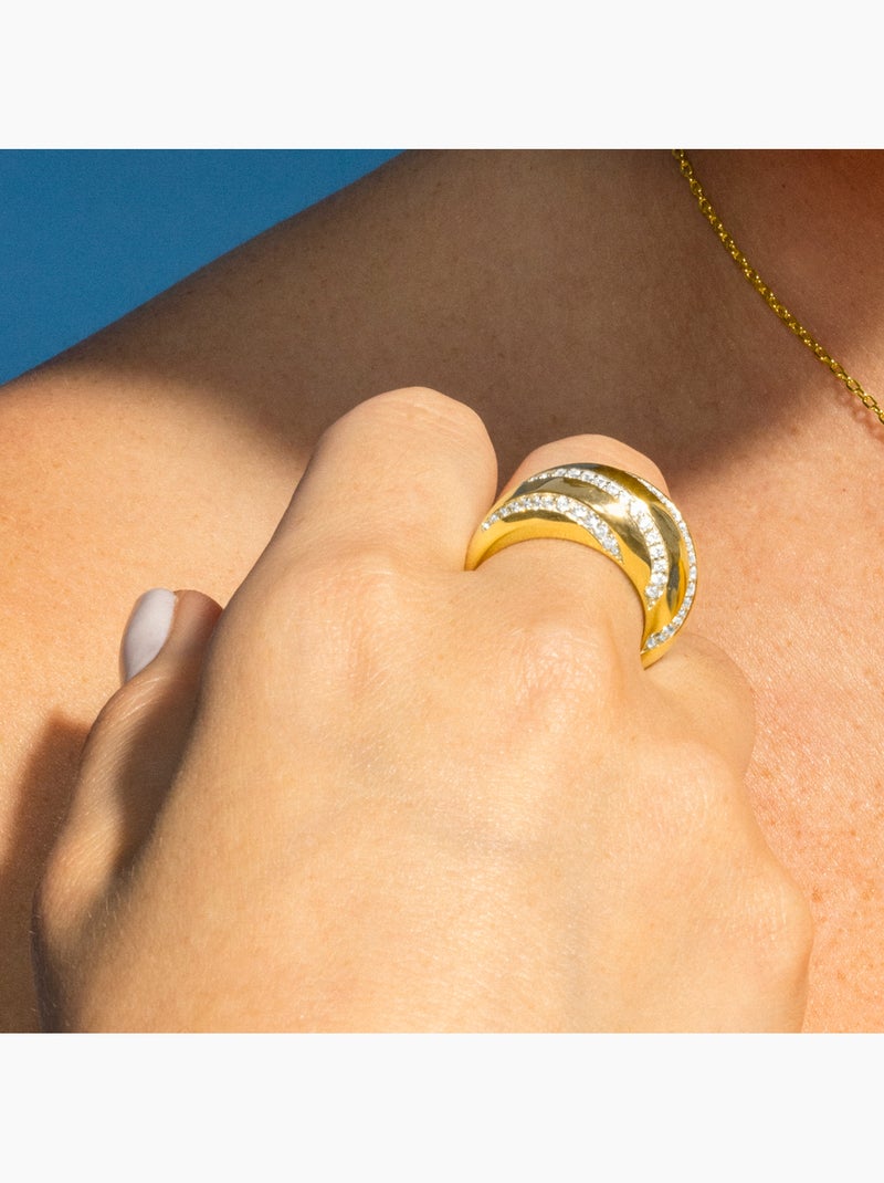 Bague Luxenter en argent sterling 925 et zircone brillante finition or 18k - Vikai Blanc - Kiabi