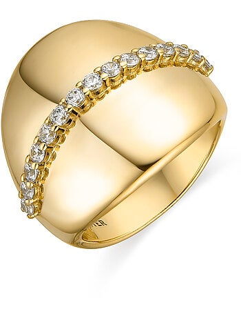 Bague Luxenter en argent sterling 925 et zircone brillante finition or jaune 18k - Idel