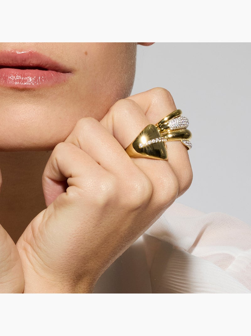 Bague Luxenter en argent sterling 925 et zircone brillante finition or jaune 18k - Idel Argent - Kiabi