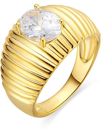 Bague Luxenter en argent sterling 925 et zircone brillante finition or jaune 18k - Metri