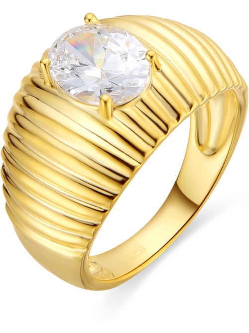 Bague Luxenter en argent sterling 925 et zircone brillante finition or jaune 18k - Metri - Kiabi