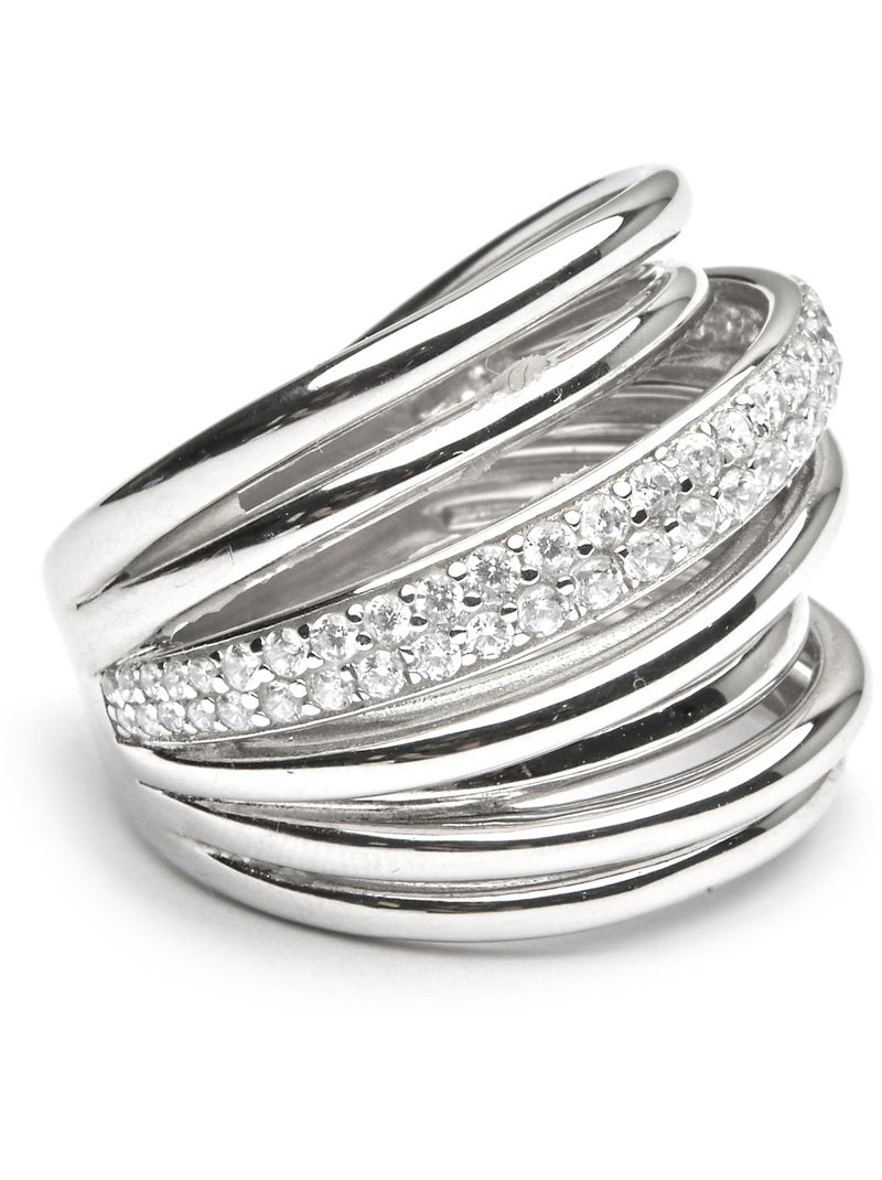Bague Luxenter en argent sterling 925 et zircone brillante finition rhodium - Aslor Argent - Kiabi