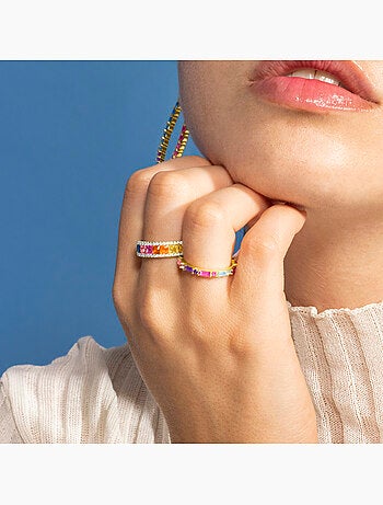 Bague Luxenter en argent sterling 925 et zircone multicolore finition or 18k - Bhaime