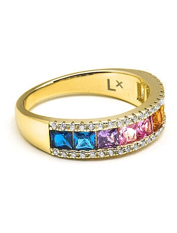 Bague Luxenter en argent sterling 925 et zircone multicolore finition or 18k - Bhaime