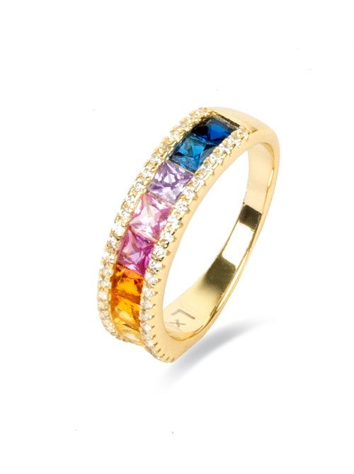 Bague Luxenter en argent sterling 925 et zircone multicolore finition or 18k - Bhaime - Kiabi