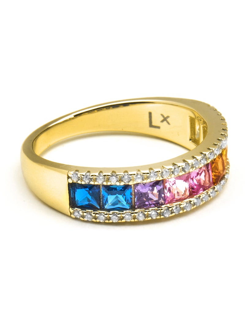 Bague Luxenter en argent sterling 925 et zircone multicolore finition or 18k - Bhaime Multicolore - Kiabi