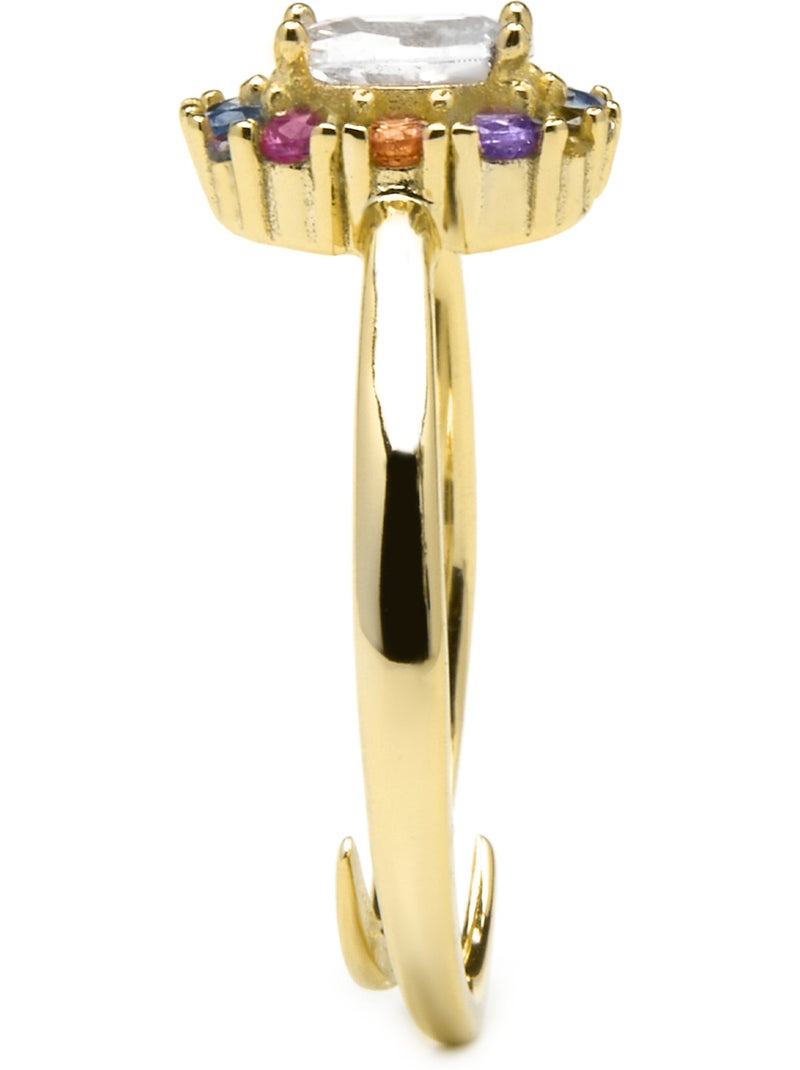 Bague Luxenter en argent sterling 925 et zircone multicolore, finition or jaune 18 carats - Mezay Multicolore - Kiabi