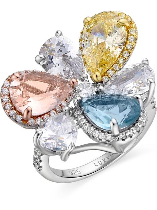 Bague Luxenter en argent sterling 925 et zircone multicolore finition rhodium - Gowe - Kiabi