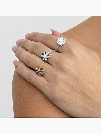 Bague Luxenter en argent sterling 925 et zircone Onix finition rhodium - Lorush