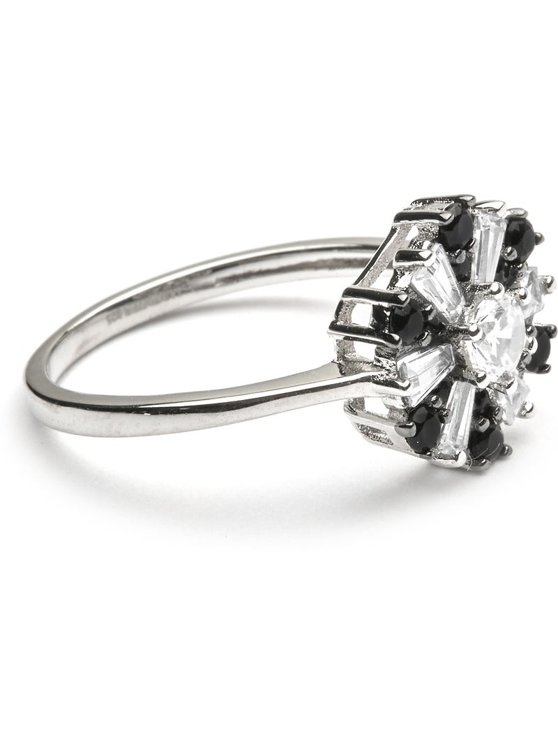Bague Luxenter en argent sterling 925 et zircone Onix finition rhodium - Lorush Noir Noir - Kiabi