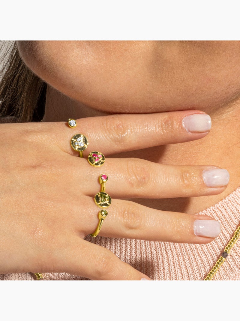 Bague Luxenter en argent sterling 925 et zircone peridot finition or 18k - Ufore Taille réglable Vert - Kiabi