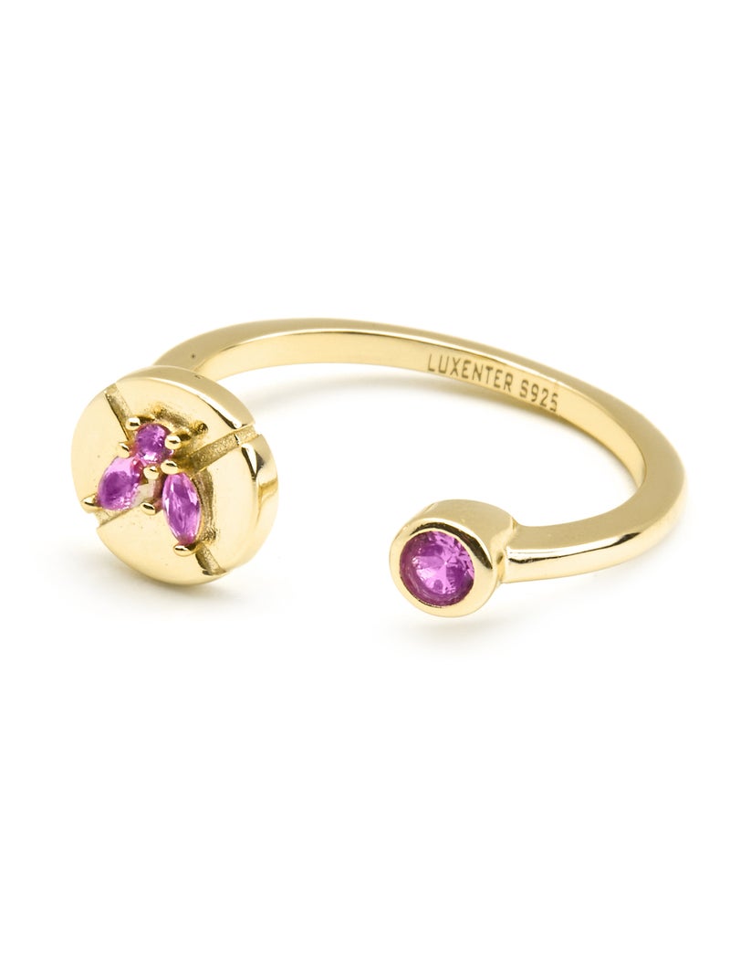 Bague Luxenter en argent sterling 925 et zircone rose finition or 18 carats - Ufore Rose - Kiabi
