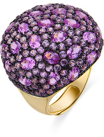 Bague Luxenter en argent sterling 925 et zircone rubis finition or jaune 18k - Rikao Taille réglable