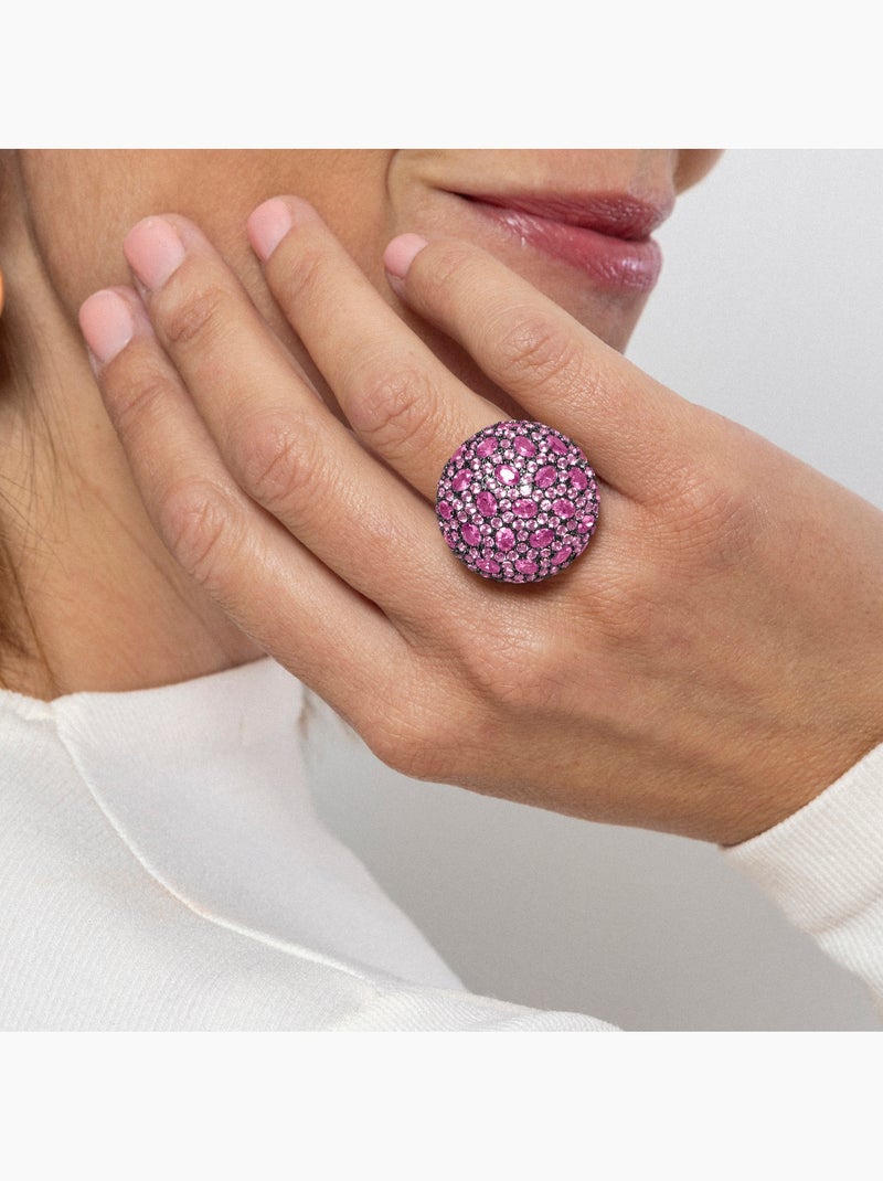 Bague Luxenter en argent sterling 925 et zircone rubis finition or jaune 18k - Rikao Taille réglable Rouge - Kiabi