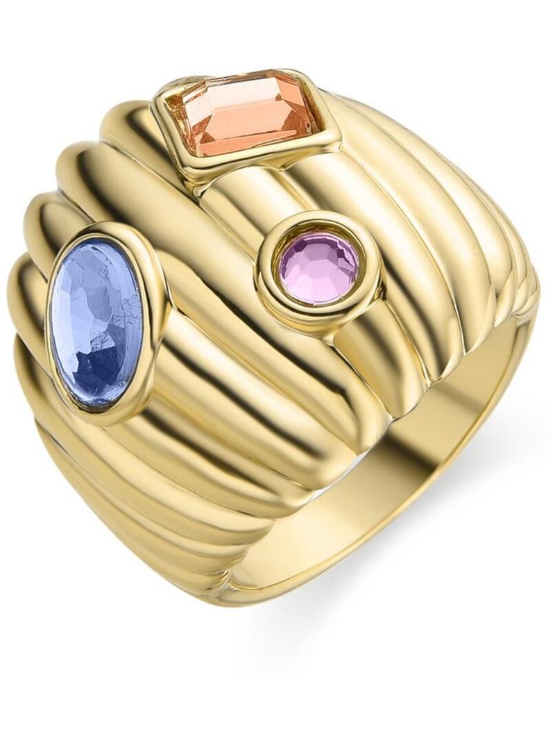 Bague Luxenter en cristal multicolore et or jaune 18 carats - Wenya Multicolore - Kiabi