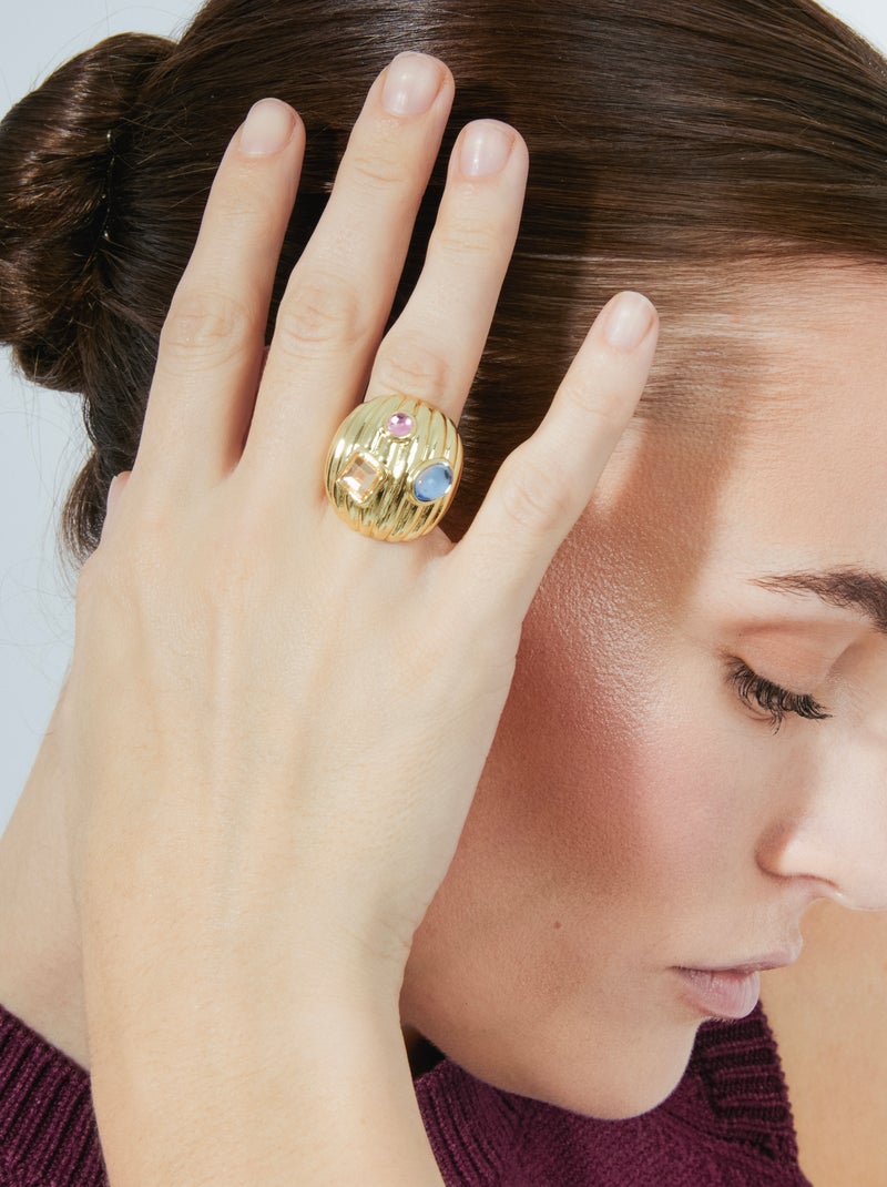 Bague Luxenter en cristal multicolore et or jaune 18 carats - Wenya Multicolore - Kiabi