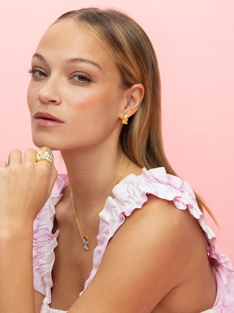 Bague Luxenter en cristal multicolore et or jaune 18 carats - Wenya Multicolore - Kiabi