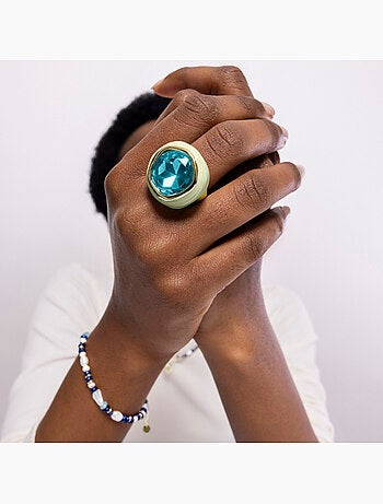 Bague Luxenter en cristal vert et plaqué or 18k - Mantis