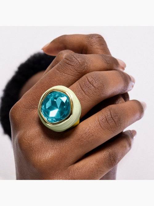 Bague Luxenter en cristal vert et plaqué or 18k - Mantis - Kiabi