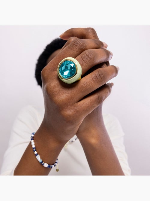 Bague Luxenter en cristal vert et plaqué or 18k - Mantis - Kiabi