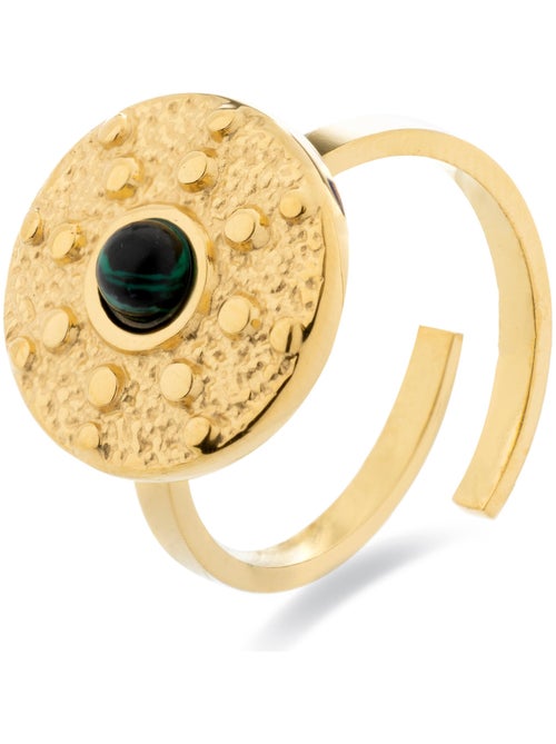 Bague Luxenter en malachite et plaqué or 18k - Elknu Taille réglable - Kiabi