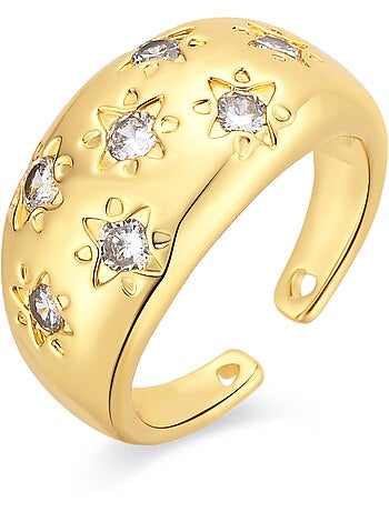 Bague Luxenter en métal brillant et alliage de zirconi fini en or jaune 18 carats - Juini